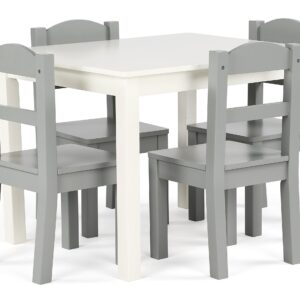 Humble Crew Kids 5-Piece Wood Table, 4 Chair Set and 9 Bin Toy Organizer