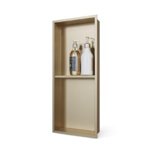 merranox shower niche,stainless steel shower niche,recessed niche shower for bathroom storage,no tiling required, 24" x 12" x 4",champagne gold