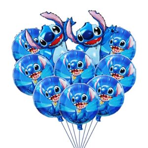 lilo and stitch party balloons stitch party aluminum film balloons suit stitch birthday party decorations (10pcs blue）