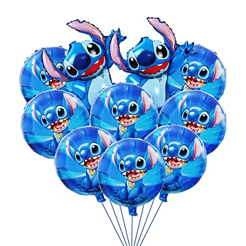 Lilo and Stitch Party Balloons Stitch Party Aluminum Film Balloons suit Stitch Birthday Party Decorations (10pcs blue）