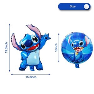 Lilo and Stitch Party Balloons Stitch Party Aluminum Film Balloons suit Stitch Birthday Party Decorations (10pcs blue）