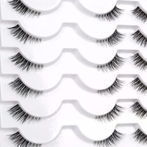 Half False Eyelashes with Clear Band Wispy Cat Eye Look Natural Short Accent Lashes Faux Mink Fake Eyelashes 14 Pairs Pack