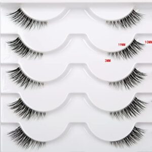 Half False Eyelashes with Clear Band Wispy Cat Eye Look Natural Short Accent Lashes Faux Mink Fake Eyelashes 14 Pairs Pack