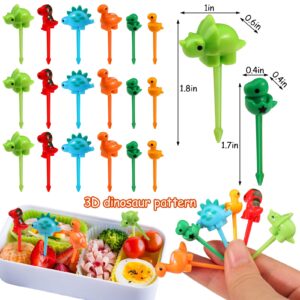 Dinosaur Food Picks for Kids, 18pcs Mini Dinosaur Toddler Fruit Picks, Cute Bento Picks for Lunch Box Decor Accessories