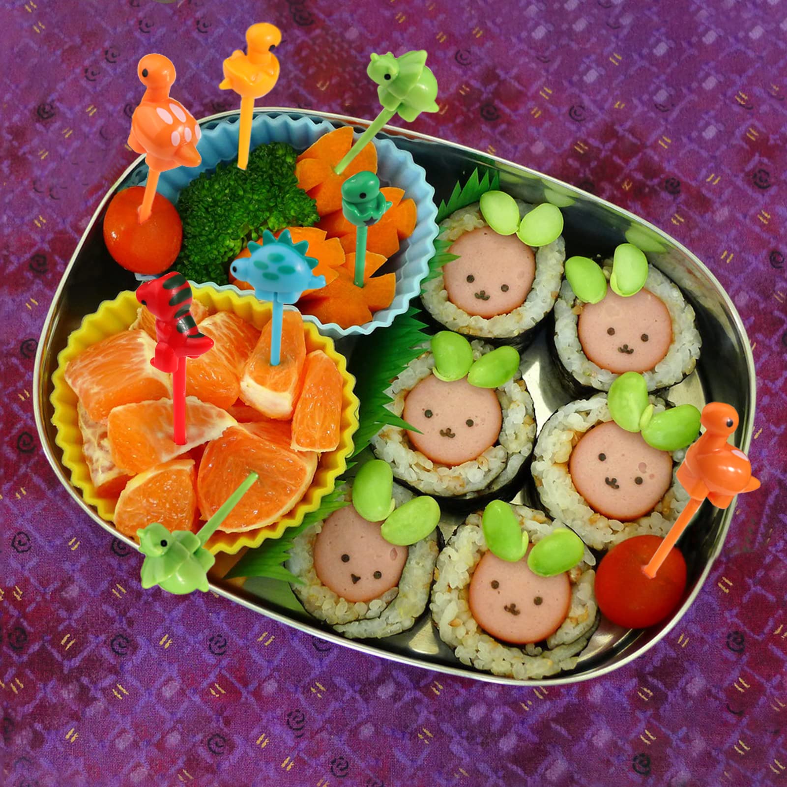 Dinosaur Food Picks for Kids, 18pcs Mini Dinosaur Toddler Fruit Picks, Cute Bento Picks for Lunch Box Decor Accessories