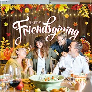 Nepnuser Happy Friendsgiving Photo Booth Backdrop Pumpkin Harvest for Fall Thanksgiving Friends Party Wall Decor (5.9×3.6ft)