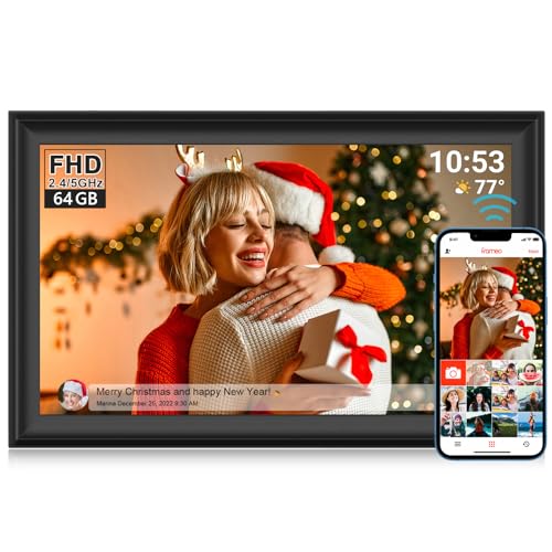 YENOCK 64GB FRAMEO 15.6 inch WiFi Digital Picture Frame 1920x1080 FHD Large Smart Digital Photo Frame IPS Touch Screen Auto-Rotate Wall Mountable Motion Sensor Share Photos/Videos Instantly via APP