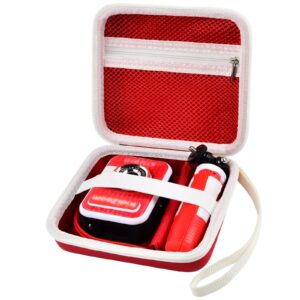 kid toy camera case for vtech kidizoom creator cam video camera, hard travel carrying storage with accessories pocket - red