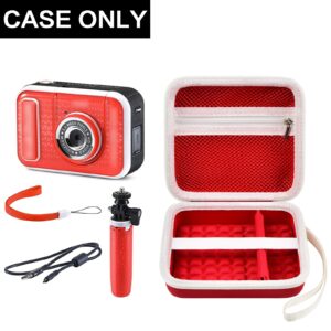 Kid Toy Camera Case for VTech Kidizoom Creator Cam Video Camera, Hard Travel Carrying Storage with Accessories Pocket - Red