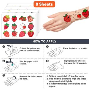 Strawberry Temporary Tattoos Berry First Birthday Party Supplies Decorations 96PCS Cute Tattoos Stickers Party Favors Kids Gifts Girls Boys Classroom School Prizes Themed