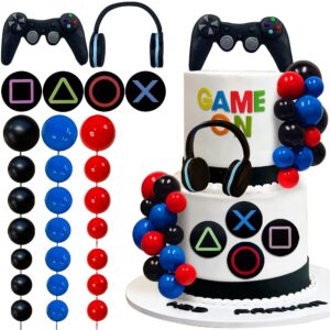 30 pcs video game themes cake toppers ,headset cake decoration ball , controller cake decoration for birthday party cake decoration (colour)