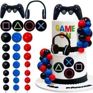 30 PCS Video game themes Cake Toppers ,Headset Cake Decoration Ball , Controller Cake Decoration for Birthday Party Cake Decoration (Colour)