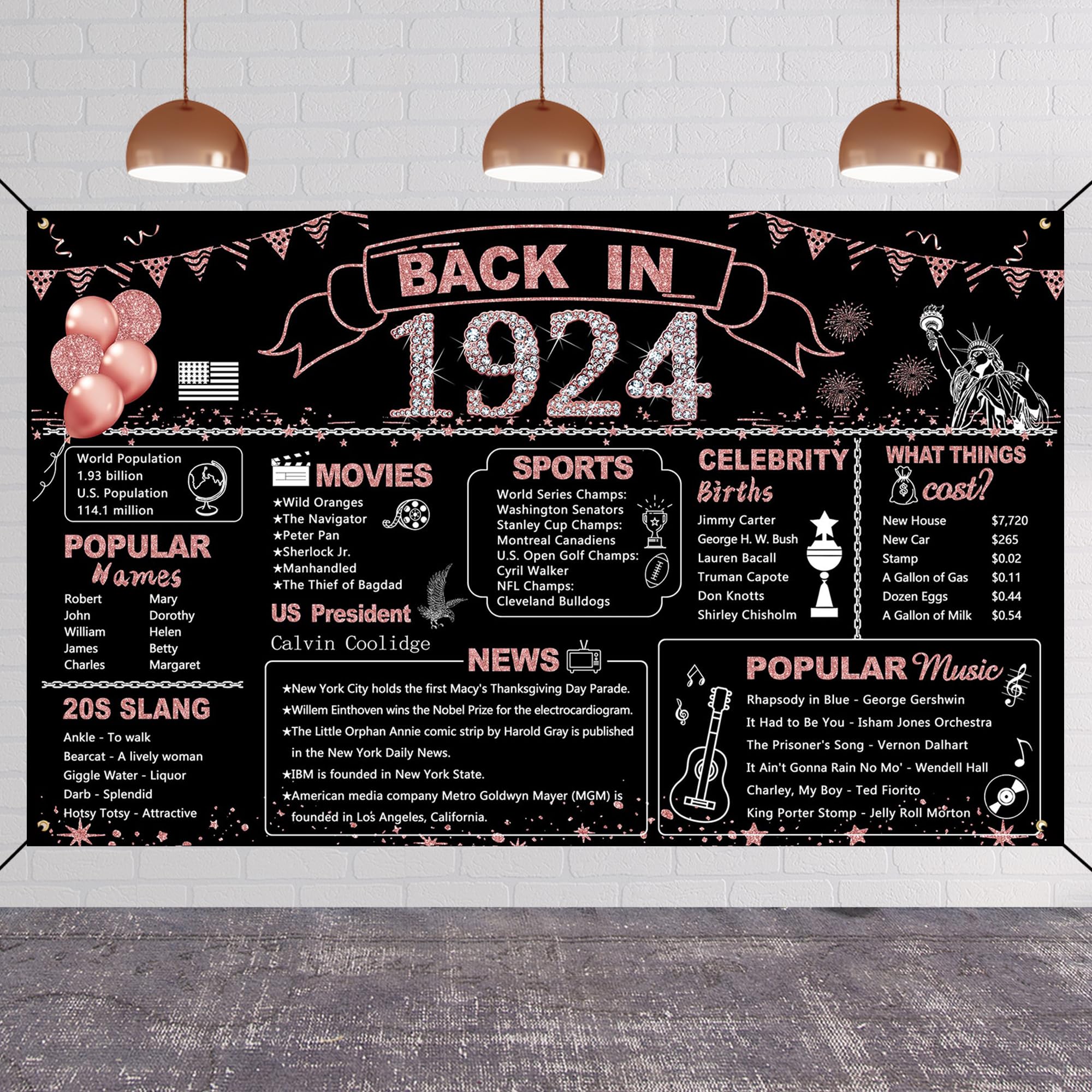 DARUNAXY 51st Birthday Rose Gold Party Decoration, Back in 1973 Banner for Women 51 Years Old Birthday Photography Background Vintage 1973 Poster Backdrop for Girls 51st Class Reunion Party Supplies