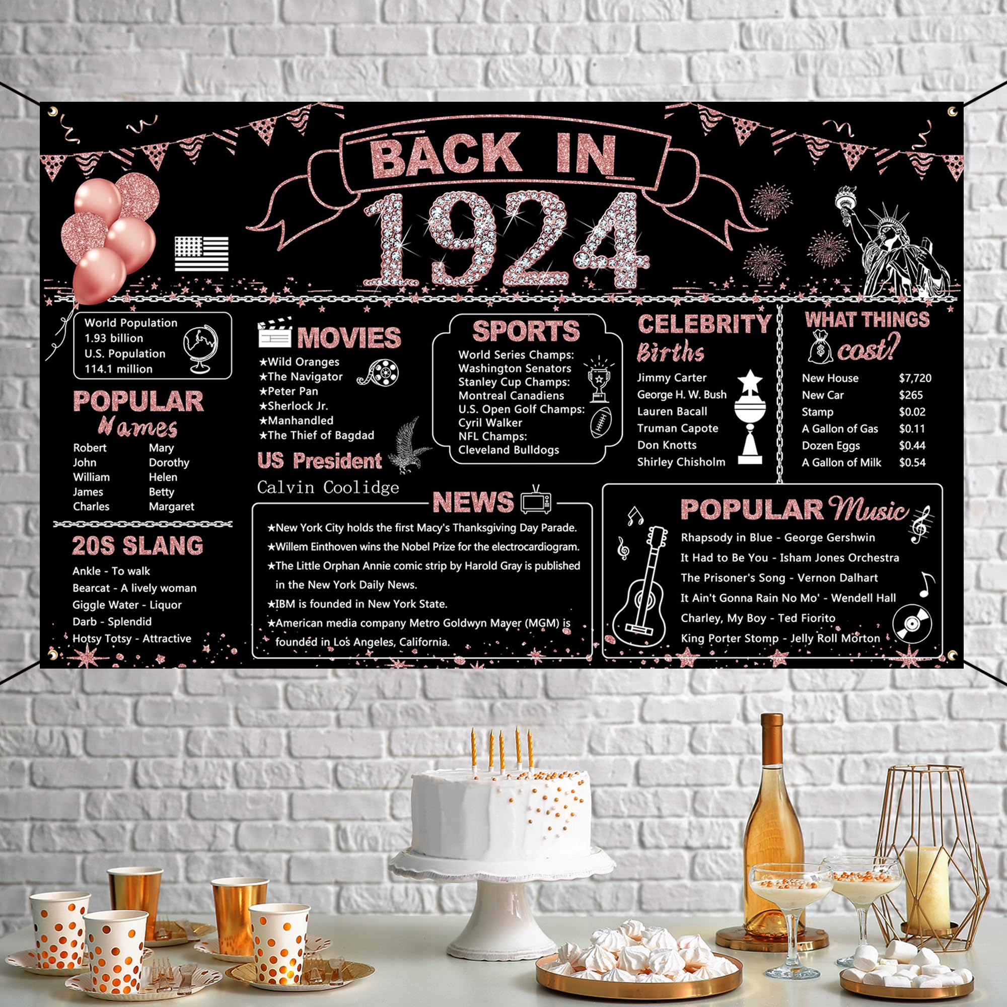 DARUNAXY 51st Birthday Rose Gold Party Decoration, Back in 1973 Banner for Women 51 Years Old Birthday Photography Background Vintage 1973 Poster Backdrop for Girls 51st Class Reunion Party Supplies
