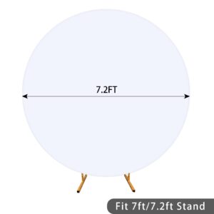 7.2ft White Round Backdrop Cover Suitable for 7ft/7.2ft Circle Stand,Pure White Spandex Wrinkle Free Birthday Party Wedding Photography Circle Backdrop Cover Arch Background