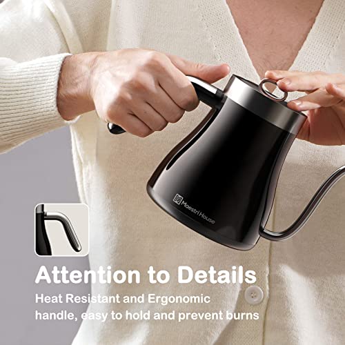 Maestri House 8-In-1 Gooseneck Electric Kettle with ±1°F Temperature Control, 90° Steady Water Flow, 1200W Quick Heating, Keep Warm, LCD Display, Child Lock, Timer, Strix Thermostat 0.95L (Black)