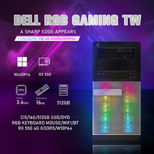 Dell RGB Gaming Desktop PC, Intel Quad I5 up to 3.6GHz, 16GB RAM, Radeon RX 550 4G GDDR5, 512G SSD, DVD, WiFi & Bluetooth, RGB Keyboard & Mouse, Win 10 Pro (Renewed)