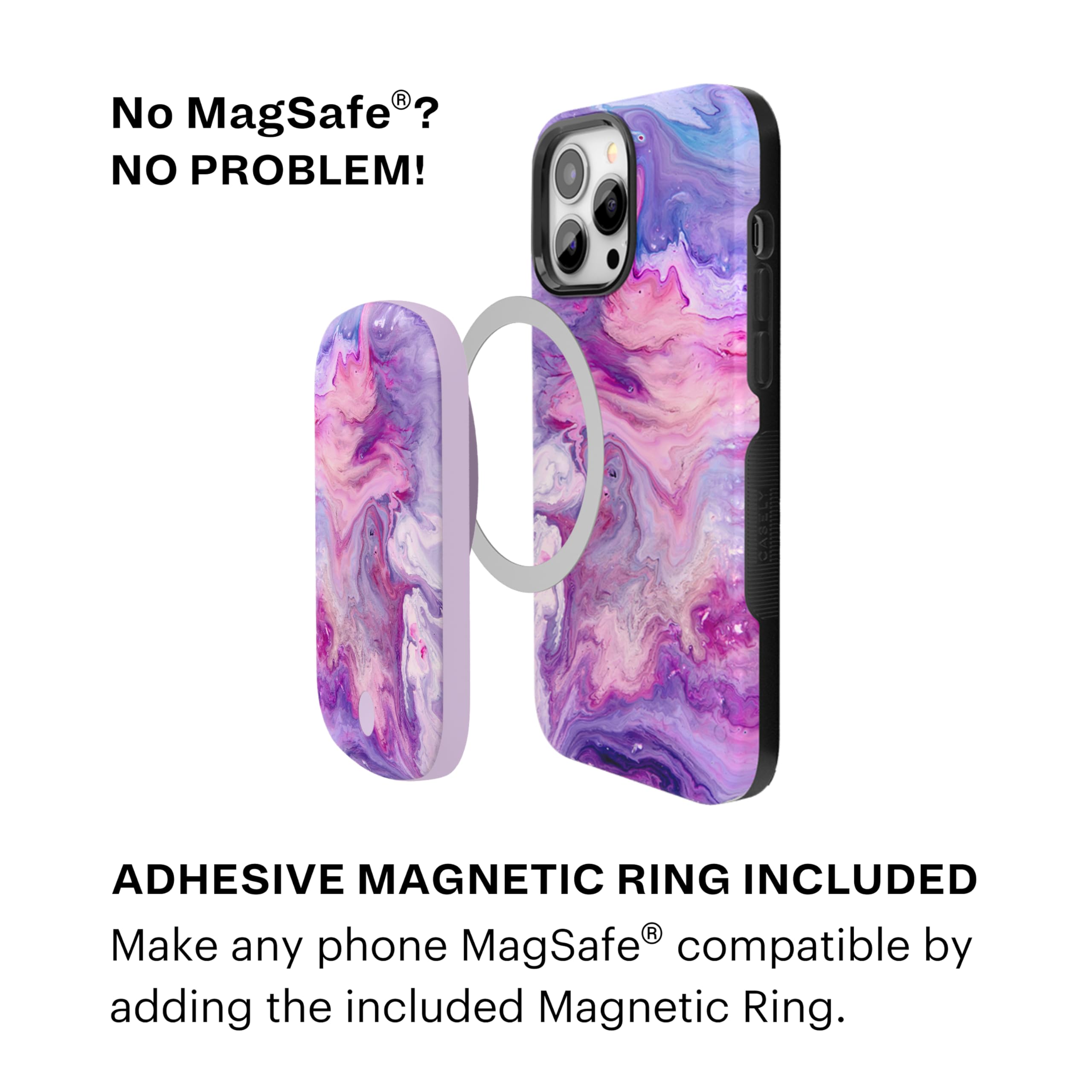 Casely Power Pod | MagSafe Compatible Battery Pack | Tie Dying Over You Purple Marble Power Pod (5,000 mAh)