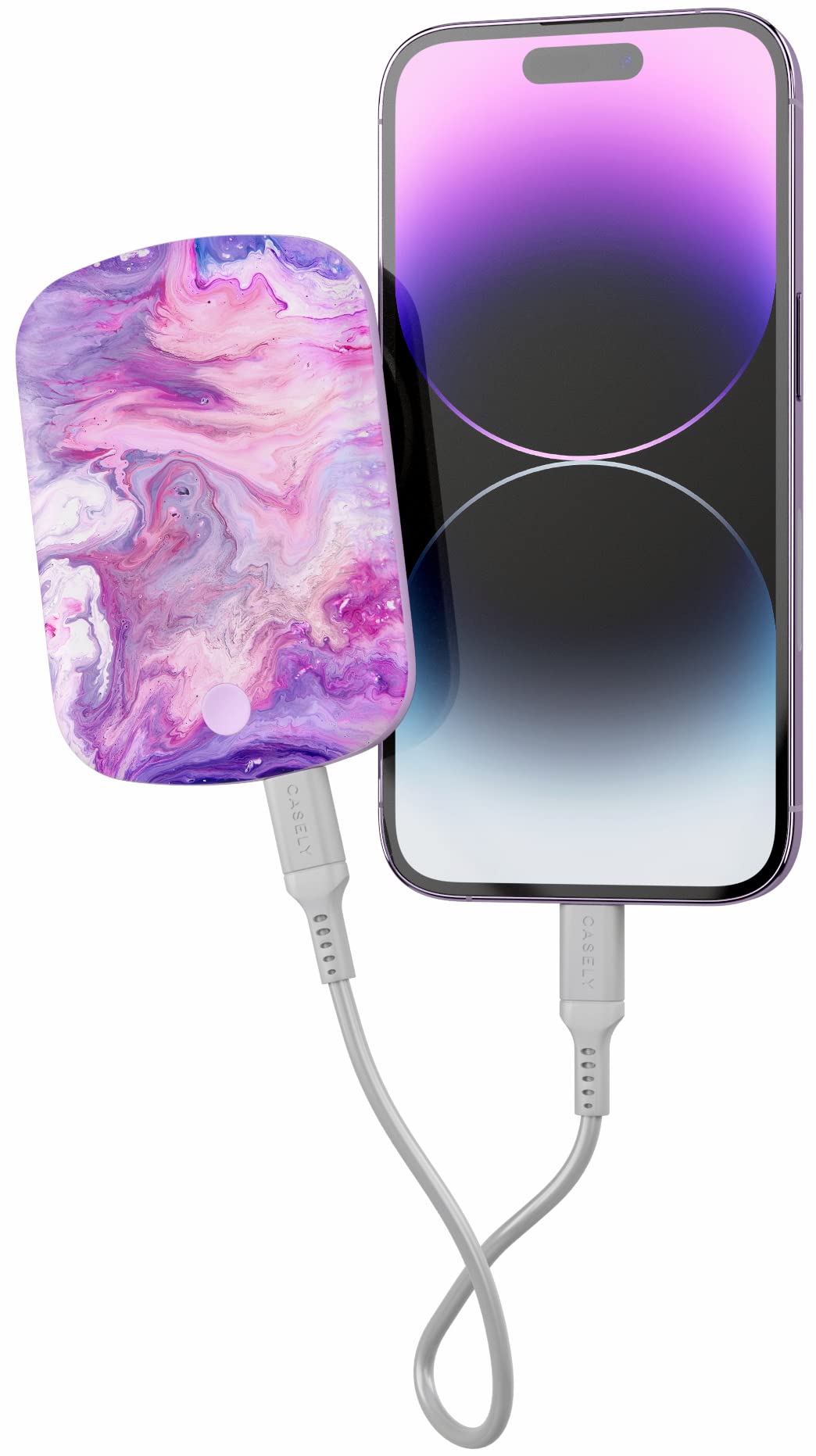 Casely Power Pod | MagSafe Compatible Battery Pack | Tie Dying Over You Purple Marble Power Pod (5,000 mAh)