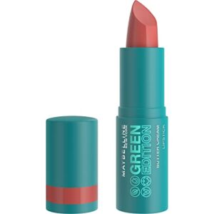 maybelline green edition butter cream high-pigment bullet lipstick, shore, coral nude, 0.12 oz