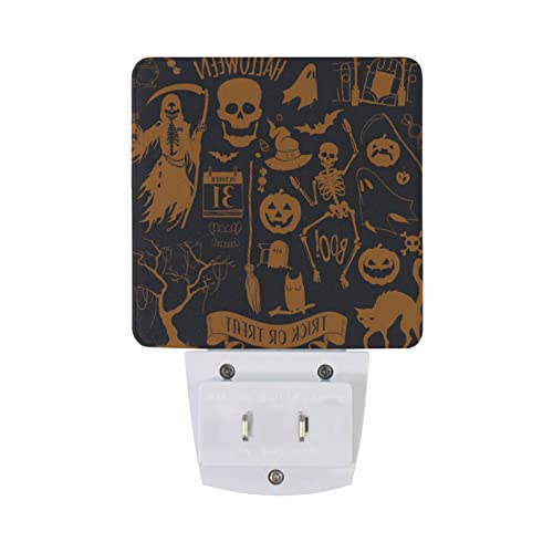 JSTEL Plug-in LED Night Light with Dusk-to-Dawn Sensor, Skull Nightlights Halloween Pumpkin Night Lights Plug into Wall Automatic Lights Motion Sensor for Indoors