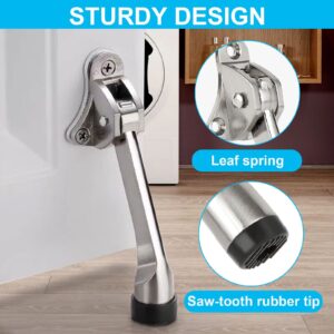 6 Pack Kickdown Door Stop, Commercial Heavy Duty Door Stop, Door Stoppers for Bottom of Door, Kickstand Door Stopper with Rubber Tip and Spring Lever, Easy to Kick Down Door Stop Stopper and Release