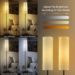 RGB Floor Lamp LED Smart: Standing Lamp Work with Alexa & Google Home | Tall Modern Bright Corner Lamps with Remote & WiFi APP for Living Room Bedroom Office Dorm, Simple Linen Lampshade Dimming Light