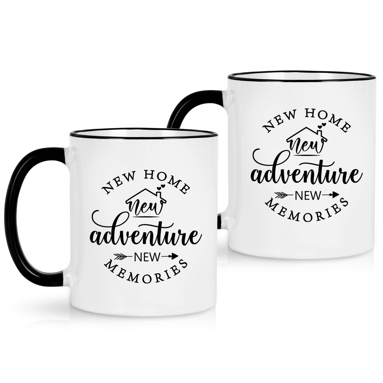 Cabtnca House Warming Gifts New Home, New Home New Adventure New Memories Mug set, Housewarming Gift, New Home Gifts for Home, Housewarming Gifts for New House Couple Women, 11Oz Pack of 2