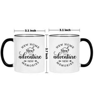 Cabtnca House Warming Gifts New Home, New Home New Adventure New Memories Mug set, Housewarming Gift, New Home Gifts for Home, Housewarming Gifts for New House Couple Women, 11Oz Pack of 2