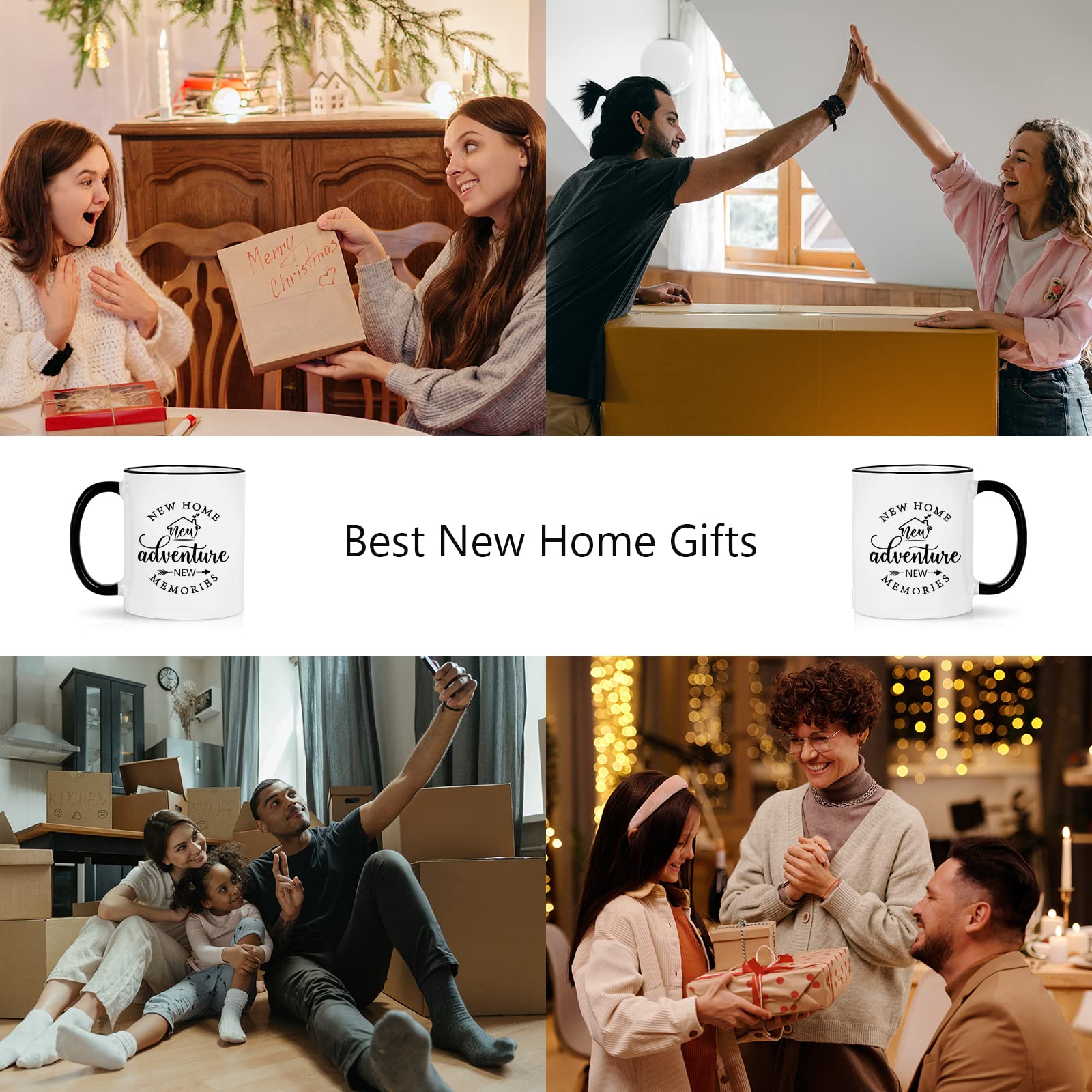 Cabtnca House Warming Gifts New Home, New Home New Adventure New Memories Mug set, Housewarming Gift, New Home Gifts for Home, Housewarming Gifts for New House Couple Women, 11Oz Pack of 2