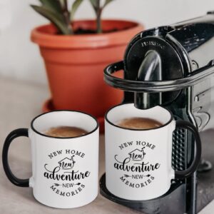 Cabtnca House Warming Gifts New Home, New Home New Adventure New Memories Mug set, Housewarming Gift, New Home Gifts for Home, Housewarming Gifts for New House Couple Women, 11Oz Pack of 2