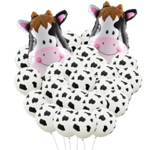 cow balloons 26pcs cow print balloon giant cow shape mylar foil balloon set for western cowboy farm animal ballons globos vaca cow themed party decorations baby shower girl boy 1st birthday supplies