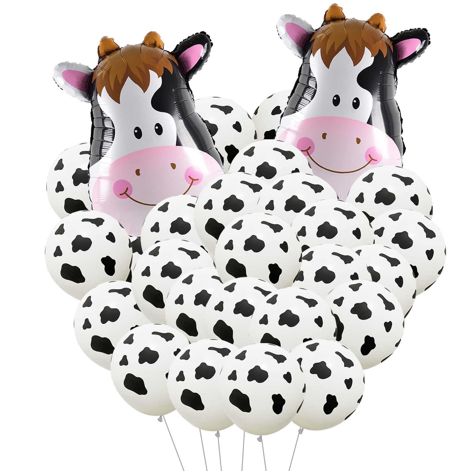 Cow Balloons 26pcs Cow Print Balloon Giant Cow Shape Mylar Foil Balloon Set For Western Cowboy Farm Animal Ballons Globos Vaca Cow Themed Party Decorations Baby Shower Girl Boy 1st Birthday Supplies