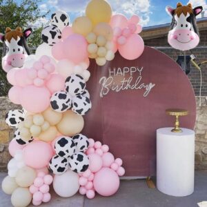 Cow Balloons 26pcs Cow Print Balloon Giant Cow Shape Mylar Foil Balloon Set For Western Cowboy Farm Animal Ballons Globos Vaca Cow Themed Party Decorations Baby Shower Girl Boy 1st Birthday Supplies