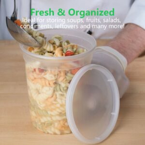 Amozife 24 Sets 32 oz Plastic Deli Food Storage Containers With Airtight Lids, Leakproof, BPA-Free, Freezer Safe, Dishwasher Safe