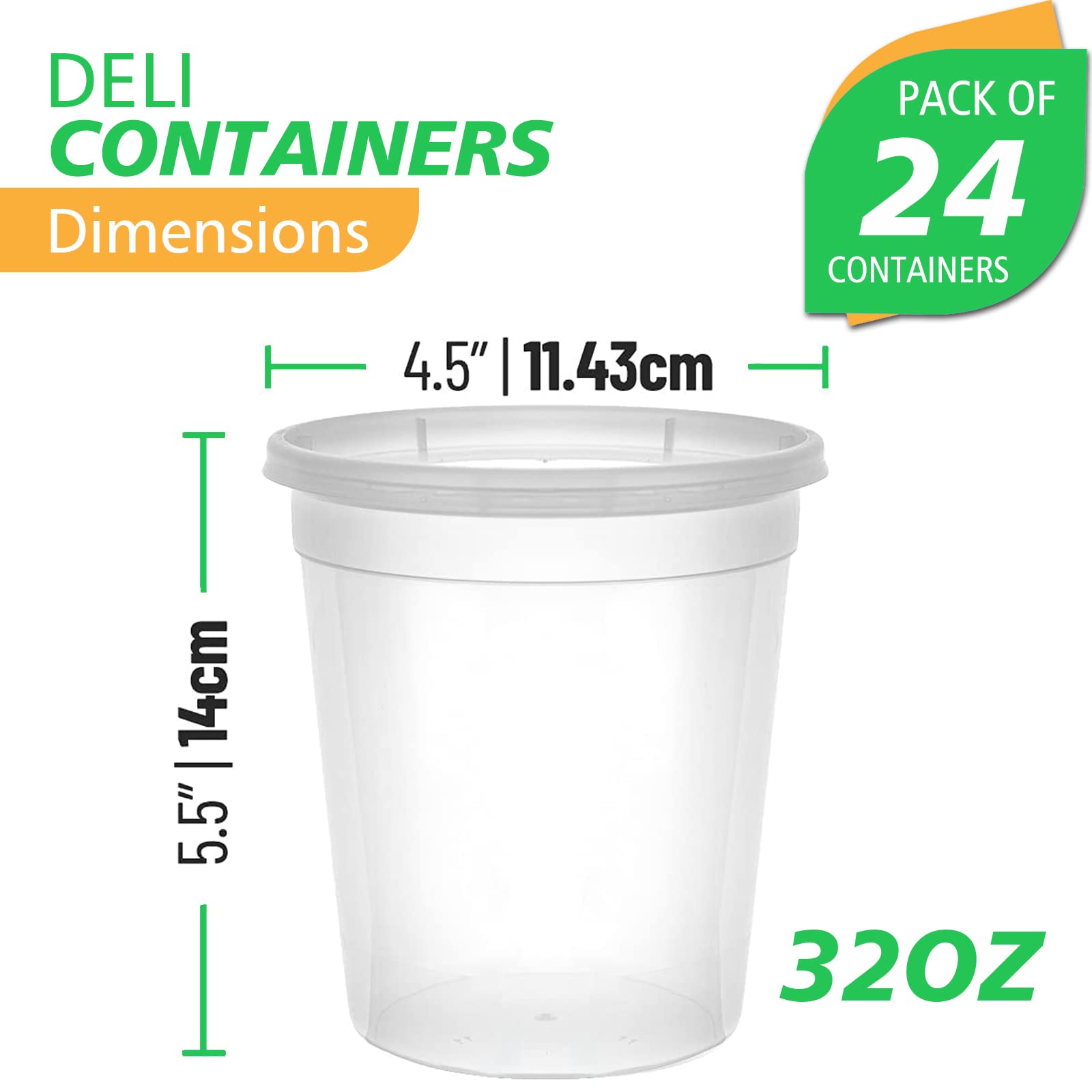 Amozife 24 Sets 32 oz Plastic Deli Food Storage Containers With Airtight Lids, Leakproof, BPA-Free, Freezer Safe, Dishwasher Safe