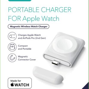 ESR Portable Charger for Apple Watch, Certified Made for Apple Watch, Small and Portable, Magnetic Cover, Fast Magnetic USB-C Charging for Apple Watch Ultra, Series 8/7/6/5/4/3/2/1, and SE