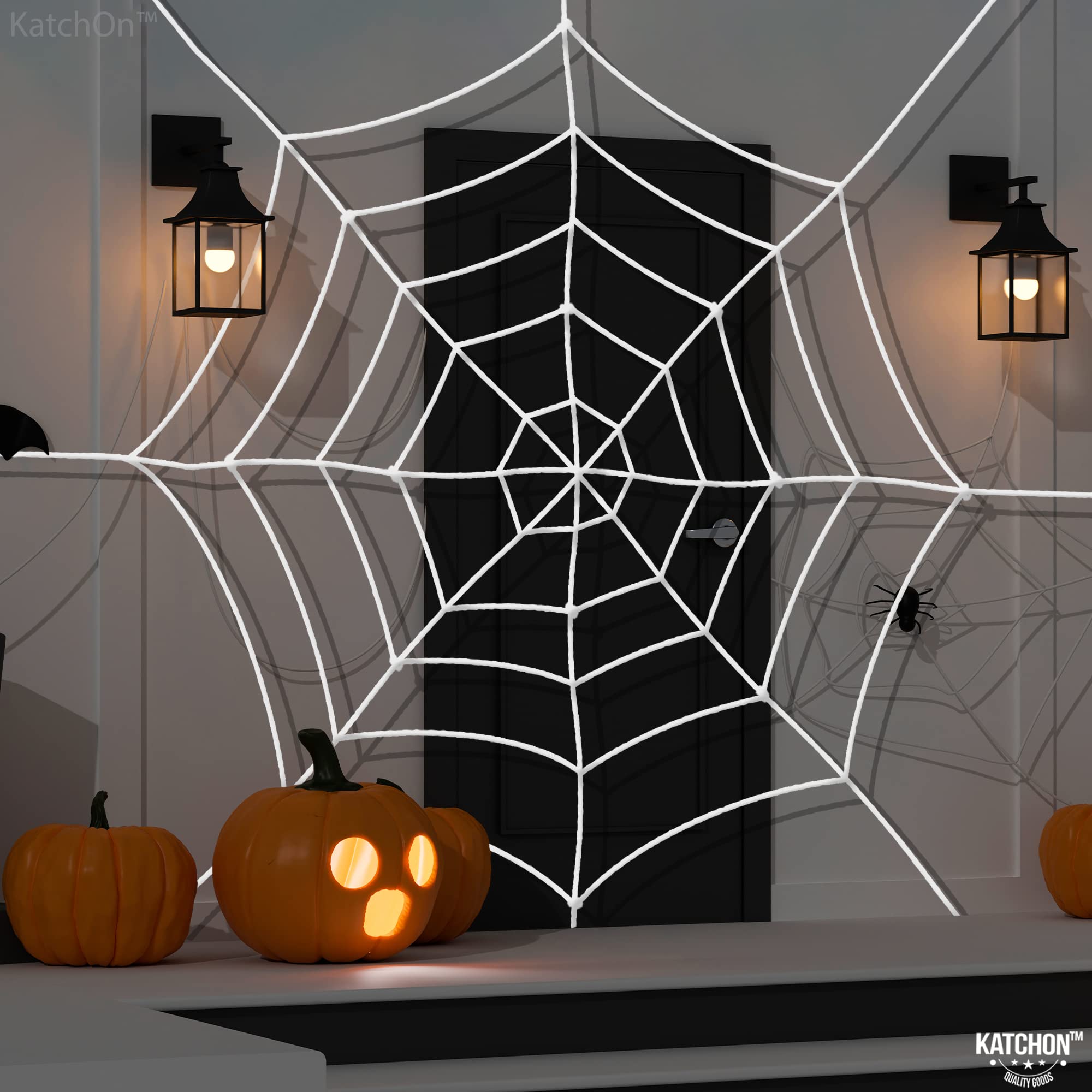 KatchOn, Halloween Spider Web Outdoor - Large, 8 Feet | Spider Web Rope | Round Rope Spider Web Decoration, Spider Webs Halloween Decorations | Halloween Party Decorations, Halloween Yard Decorations