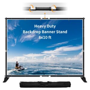 fudesy 10x8 ft backdrop banner stand, heavy duty adjustable background stand kit with carrying bag, step and repeat photography frame stand for trade show display photo booth parties