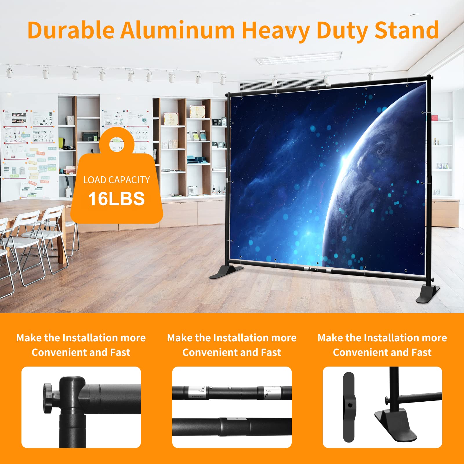FUDESY 10x8 ft Backdrop Banner Stand, Heavy Duty Adjustable Background Stand Kit with Carrying Bag, Step and Repeat Photography Frame Stand for Trade Show Display Photo Booth Parties
