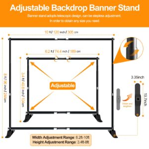 FUDESY 10x8 ft Backdrop Banner Stand, Heavy Duty Adjustable Background Stand Kit with Carrying Bag, Step and Repeat Photography Frame Stand for Trade Show Display Photo Booth Parties