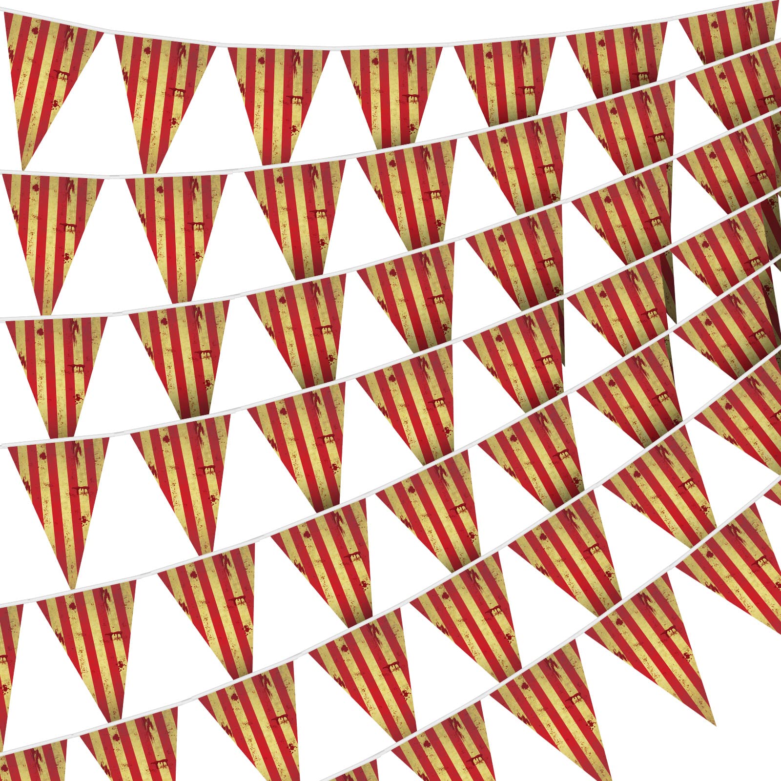 10 Packs Creepy Carnival Decorations Evil Halloween Striped Pennant Banner Triangle Bunting Flags Circus Theme Party Decorations Evil Carnival Decorations for Carnival Halloween Party Decorations