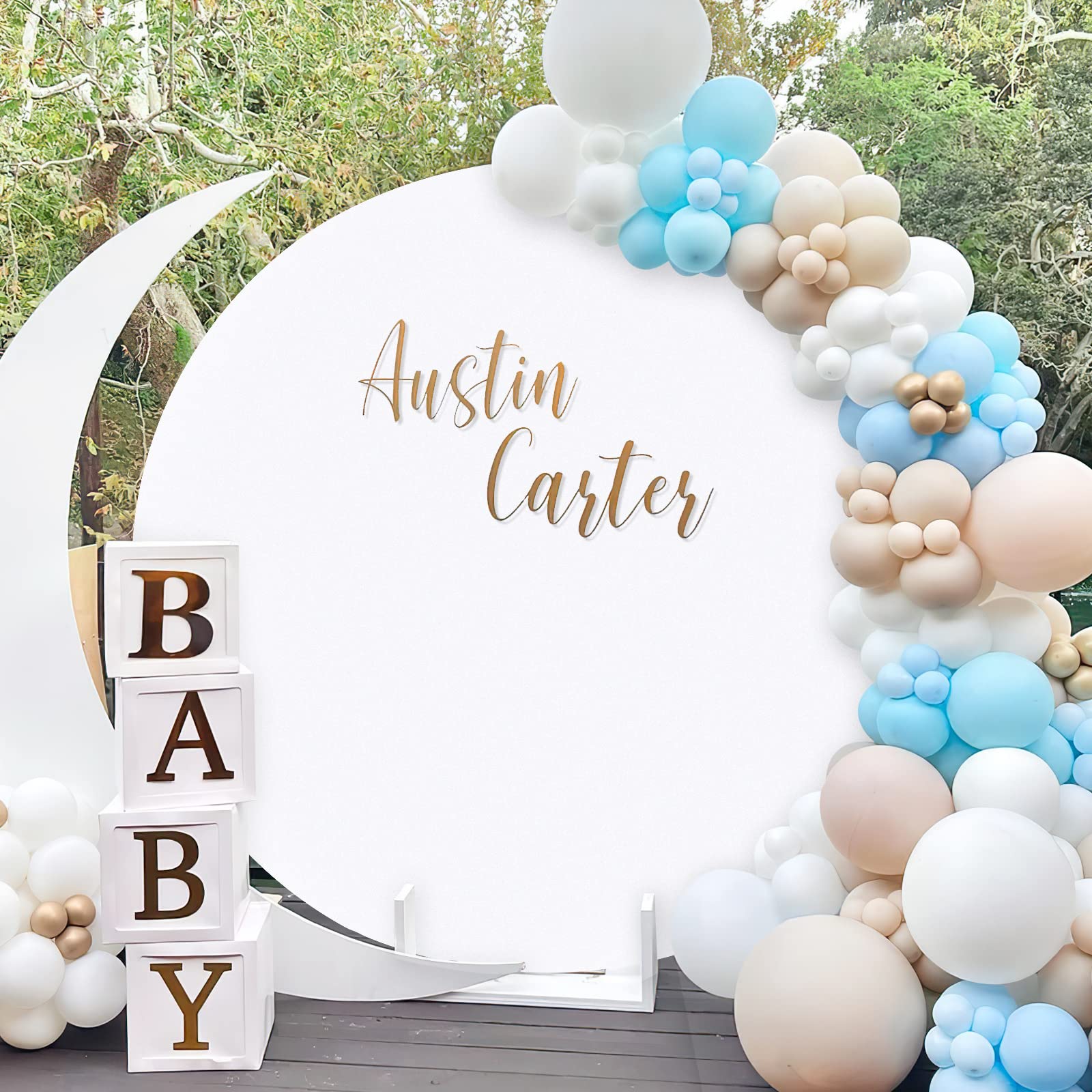 White Round Backdrop 6x6ft Circle Arch Stand Photo Photography Background Wall for Birthday Baby Shower Wedding Decorations