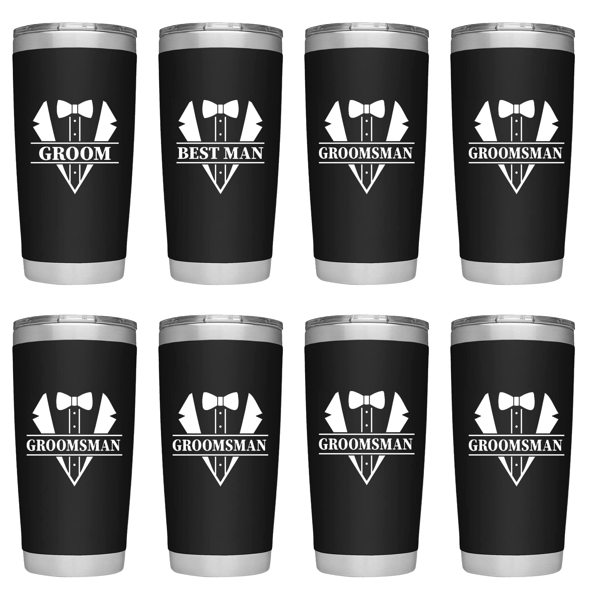 YUUNEI-HOME 8 Pack Groomsmen Tumbler and Bachelor Party Tumbler, Groomsmen Tumbler Cups for groomsmen gifts or Bachelor proposal Party Tumbler Gift