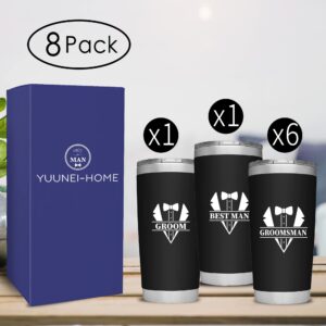 YUUNEI-HOME 8 Pack Groomsmen Tumbler and Bachelor Party Tumbler, Groomsmen Tumbler Cups for groomsmen gifts or Bachelor proposal Party Tumbler Gift