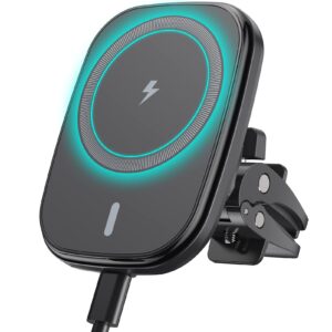 magnetic wireless car charger, teryth fast charging 360° adjustable auto alignment magnetic car mount, air vent car phone holder compatible with-mag safe iphone 12/13 /14 pro max mini