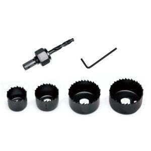 KATA 6PCS Hole Saw Kit 1-1/4" to 2-1/8"(32-54mm) Hole Saw Set in Case with Mandrels and Hex Key for Soft Wood, PVC Board, Plywood