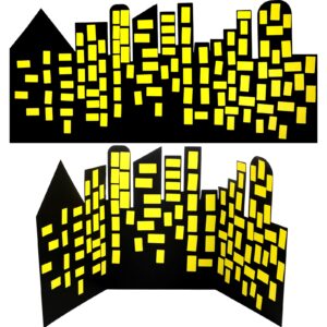 city skyline backdrops hero backdrop with 2 pcs yellow stickers diy hero background for kid backdrop city skyline buildings photography background hero birthday party decor supplies baby shower