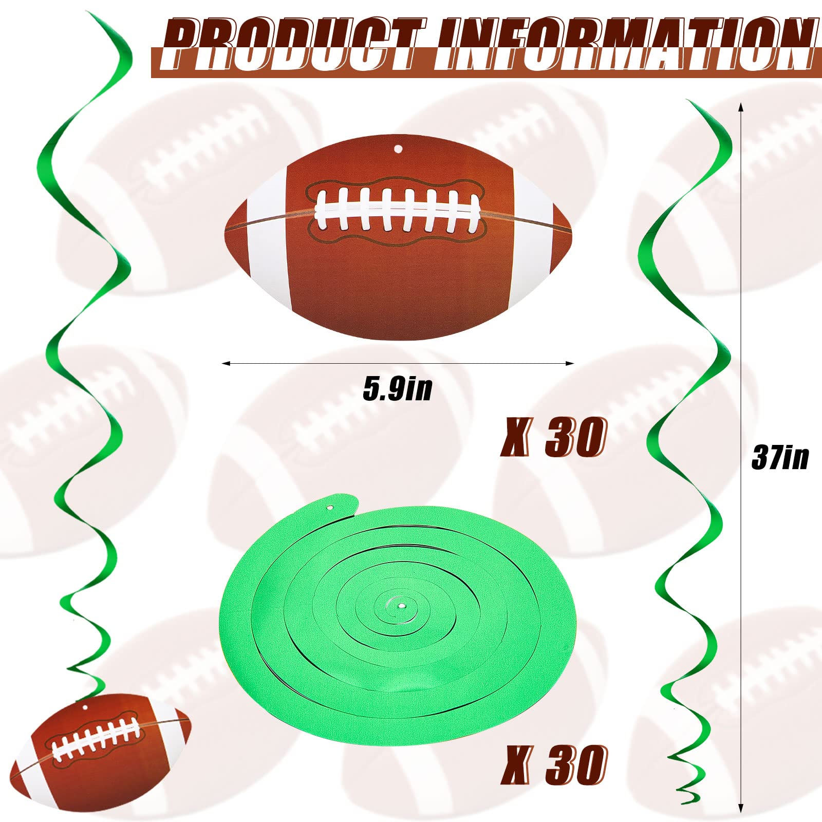 Gersoniel 30 Sets Football Party Decorations Football Hanging Swirls 2024 Football Birthday Decorations Game Day Sports Theme Party Supplies Indoor Outdoor Decor