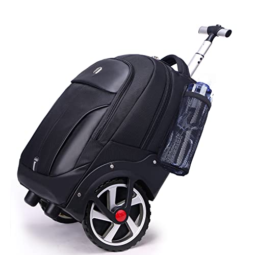 Glodiar AOKING 18/20 Inch Big Wheeled Water Resistant Travel Business Rolling Wheeled Backpack with Laptop (Black, 20inch)